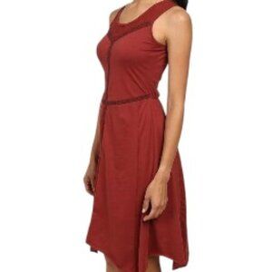 Prana Trixie Organic Cotton Jersey Lace Dress Sleeveless Asymmetrical M Granola